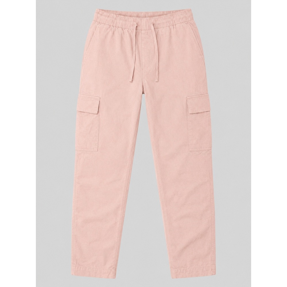 Gap Easy Pant Blush Pink Linen Blend Cargo Trousers Medium Elastic Waist